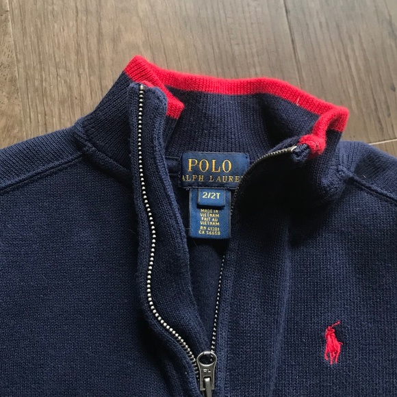Boys Polo Navy Blue Knit Long Sleeve Pullover Size 2T - Picture 4 of 6